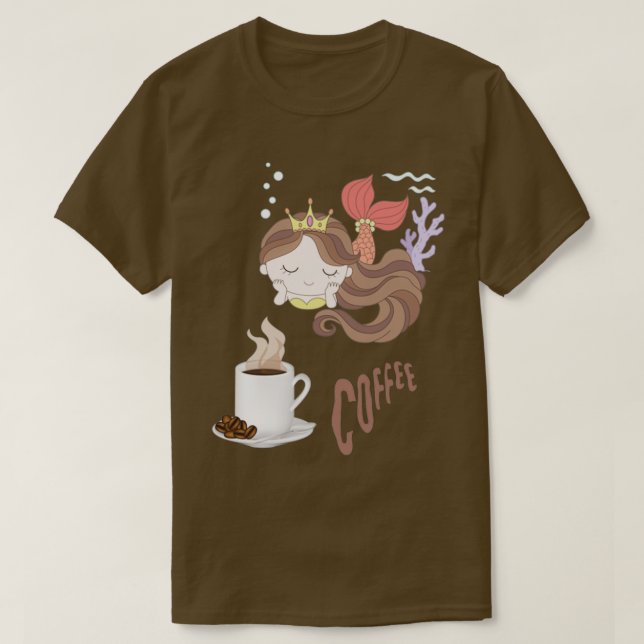 Camiseta soñación de sirena con café 1 (Diseño del anverso)
