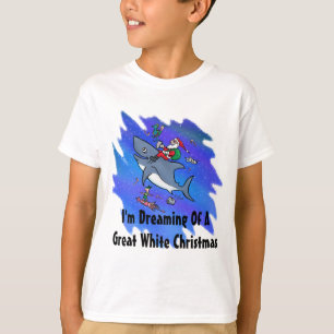 Camiseta Soñando Con Un Gran Navidad Tiburón Blanco