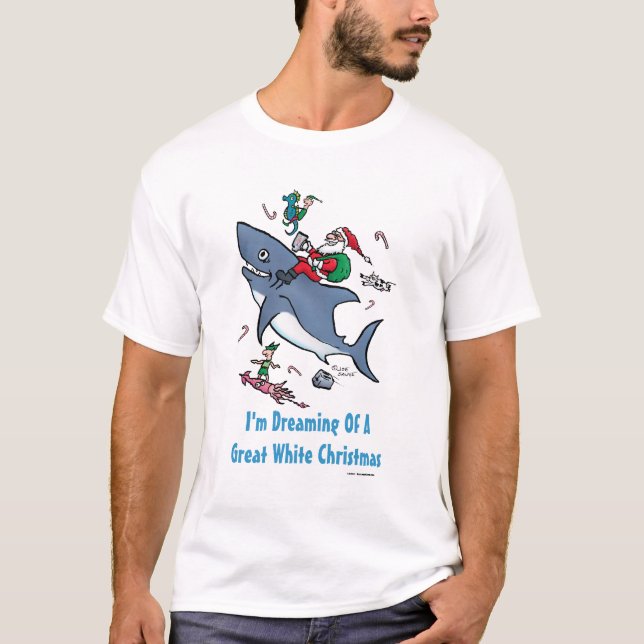 Camiseta Soñando Con Un Gran Navidad Tiburón Blanco (Anverso)