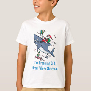 Camiseta Soñando Con Un Gran Navidad Tiburón Blanco