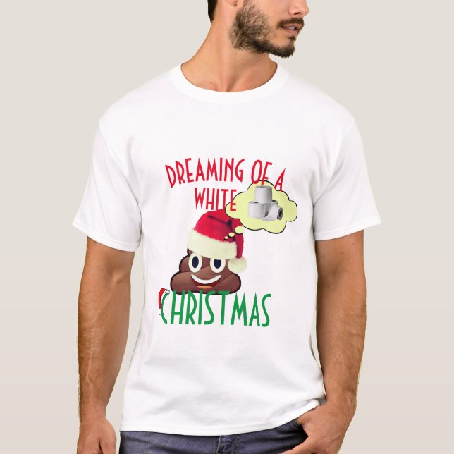 Camiseta Soñando con una Emoji cómica de poop de Navidades  (Anverso)