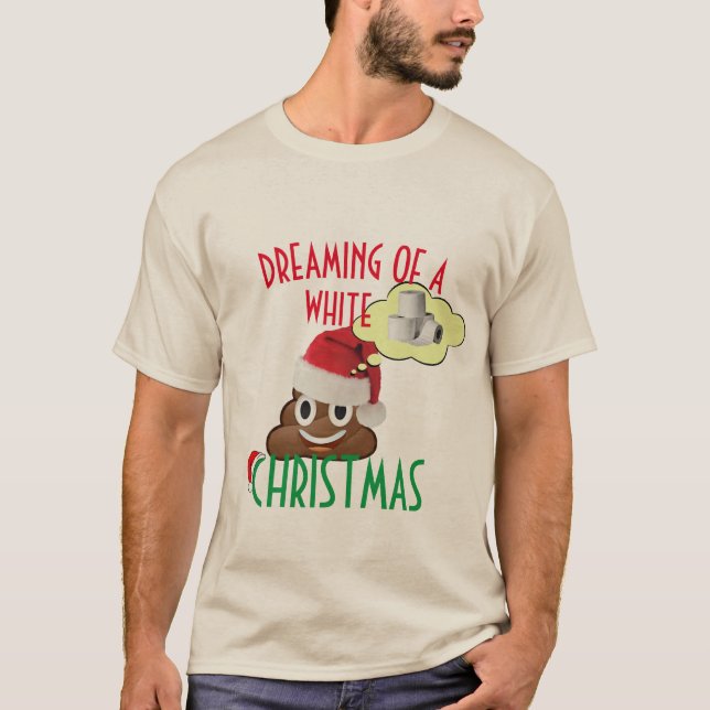 Camiseta Soñando con una Emoji cómica de poop de Navidades  (Anverso)