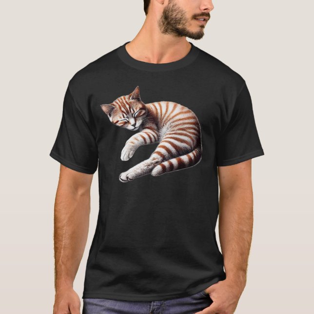 Camiseta Soñando en Naranja - Relajado gato tabby (Anverso)