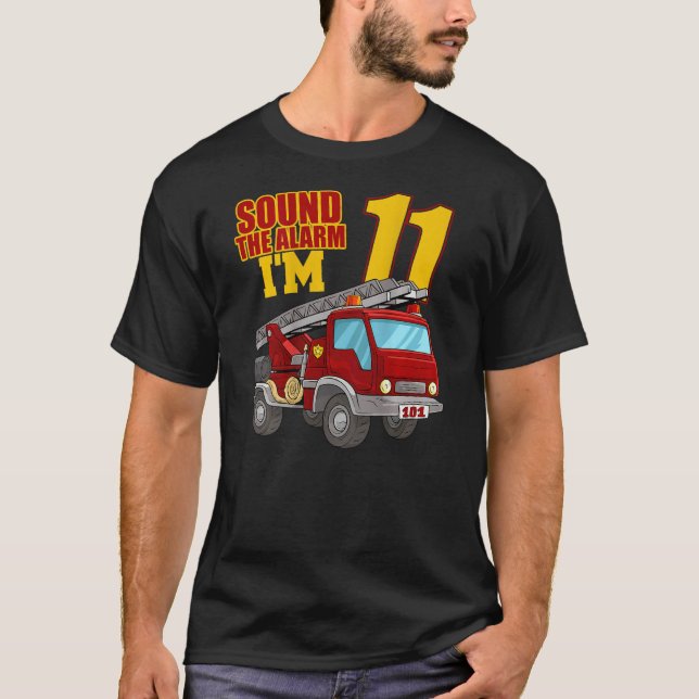 Camiseta Sonar la alarma soy 11 niños cumpleaños de camión  (Anverso)