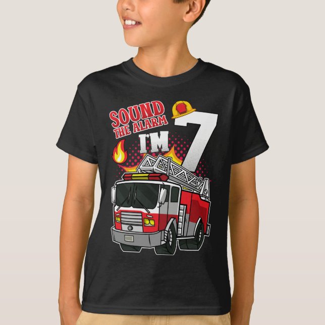 Camiseta Sonar la alarma, soy el niño bombero de 7 años (Anverso)