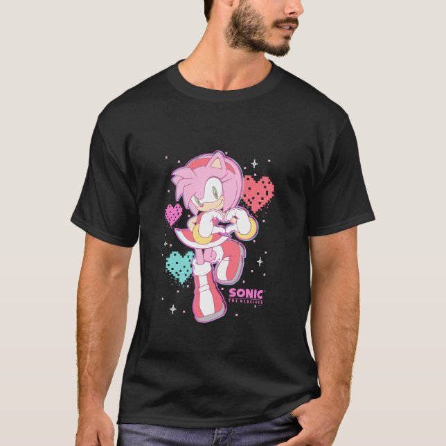 Camiseta Sonic The Hedgehog Valentine Day Cute Amy Rosa R (Anverso)