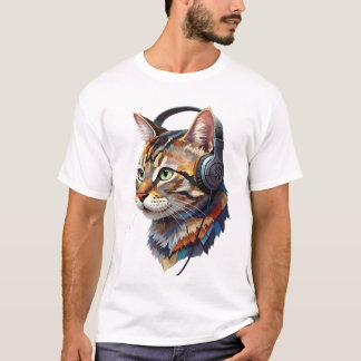 Camiseta Sonido de Bigotes – Gato abstracto en color