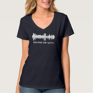 Camiseta Sonido de la ciudad   Cuello-V femenino