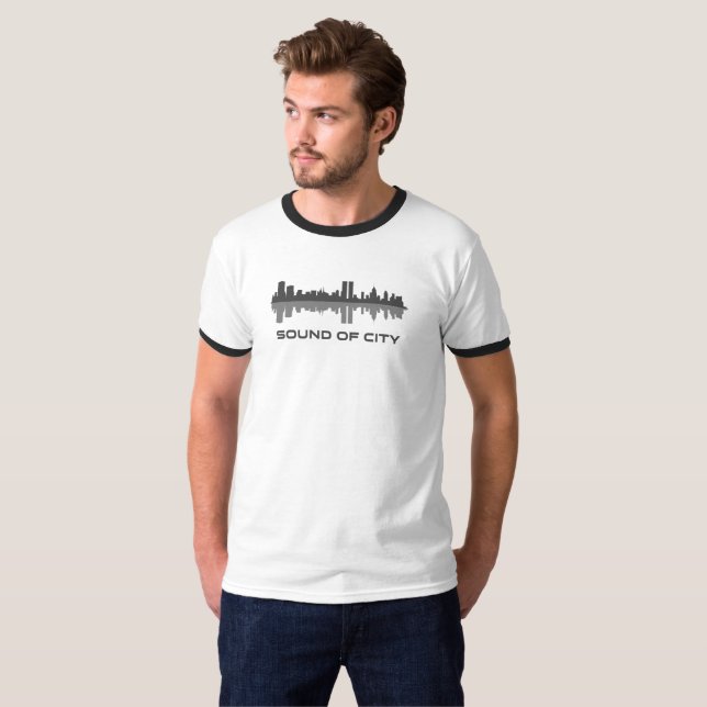 Camiseta Sonido de la ciudad | Ringer masculino (Anverso completo)