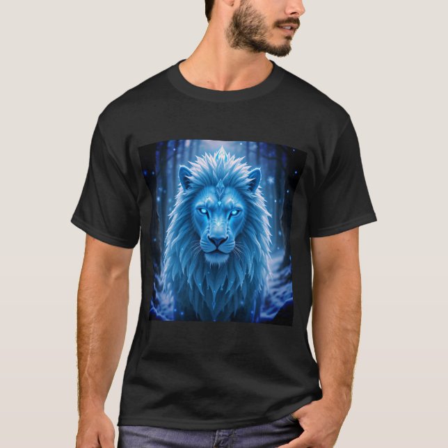 Camiseta Sonido de león azul electrificante con relámpago (Anverso)