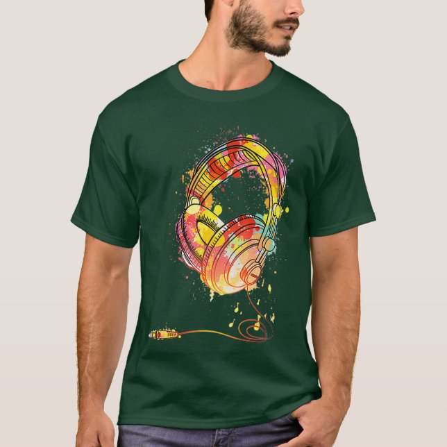 Camiseta Sonido musical para audífonos de DJ (Anverso)
