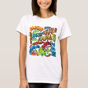 Camiseta Sonidos divertidos de arte pop de cómics retro