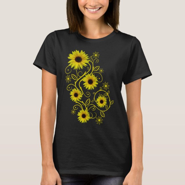 Camiseta Sonnenblumen Sonnenblume Blumenranke Ornament (Anverso)