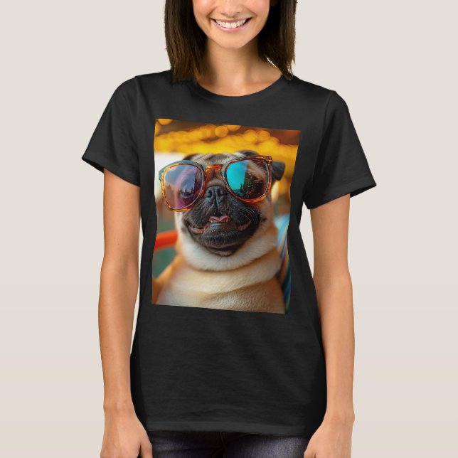 Camiseta Sonniger Mops am Strand (Anverso)