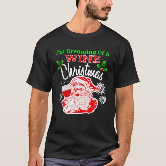 Camiseta SOÑO CON UN VINO NAVIDADES BLANCOS Santa Wine (Anverso)
