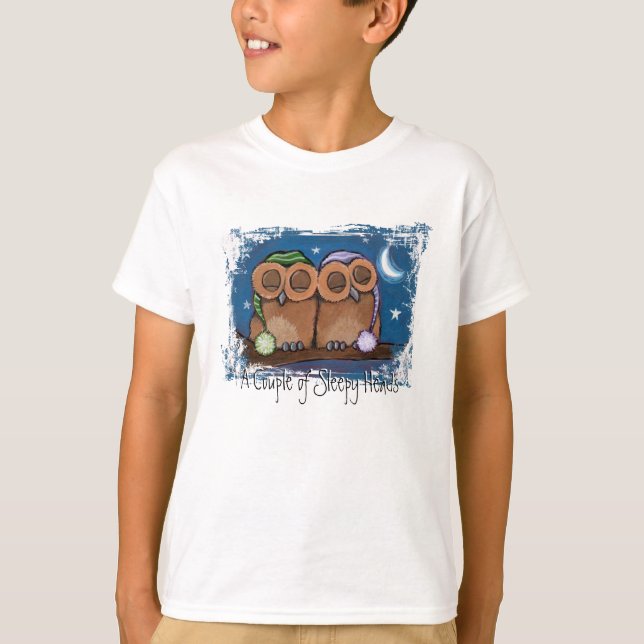 Camiseta soñolienta linda de los búhos (Anverso)