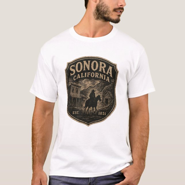 Camiseta Sonora California Lone Horseman Gold Rush Badge (Anverso)