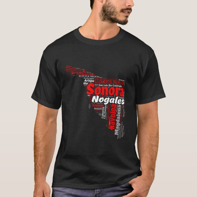 Camiseta Sonora México Mapa Ciudades y Municipios Regalo (Anverso)