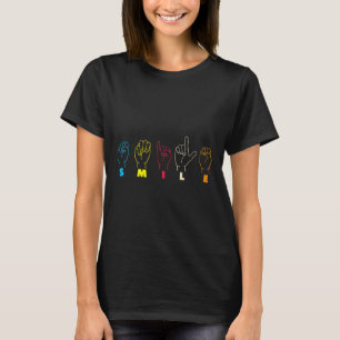 Camiseta Sonreír alfabeto Asl Lengua de señas americana Asl
