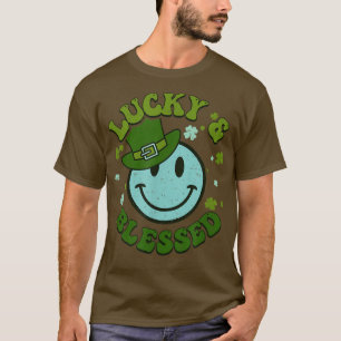 Camiseta Sonríe Face LUCKY Y BENDIGO Gracioso Meme Retro St