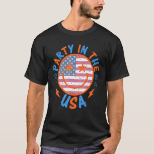 Camiseta Sonríe feliz Fiesta de la cara en la bandera estad