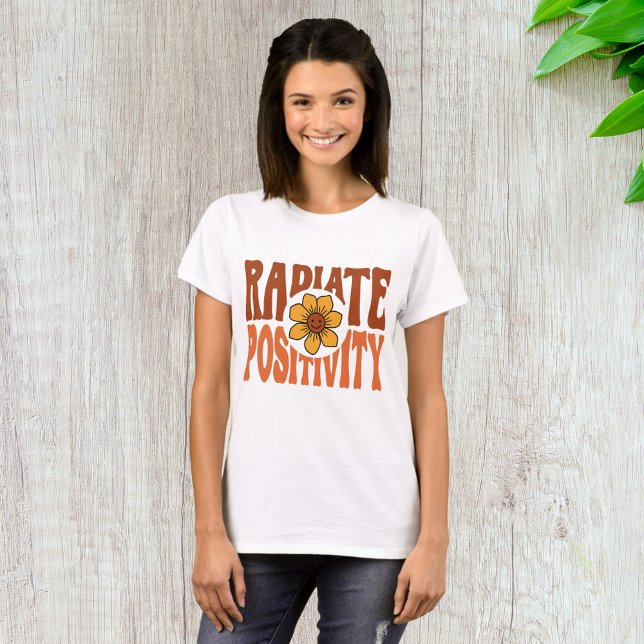 Camiseta Sonríe Flor Retro Radiar Positividad (Subido por el creador)