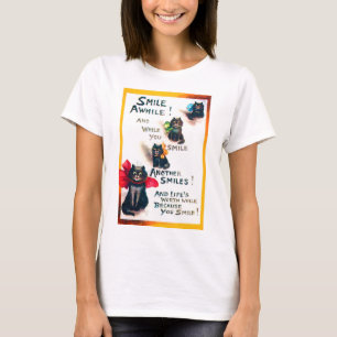 Camiseta Sonríe, gato negro, Louis Wain