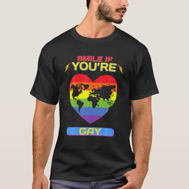 Camiseta Sonríe si eres gay - Divertido decir sarcásticamen (Anverso)