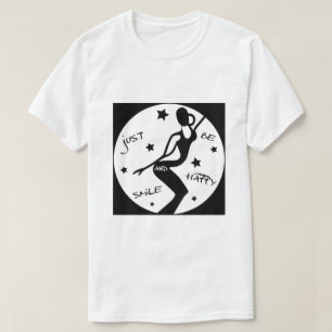 Camiseta Sonríe Y Sea Feliz, Divertida Mujer Palo