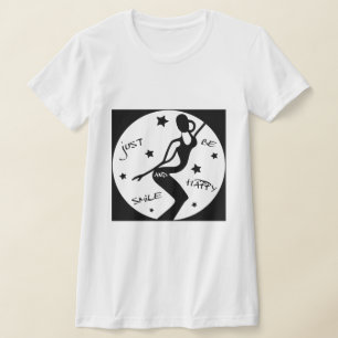 Camiseta Sonríe Y Sea Feliz, Divertida Mujer Palo