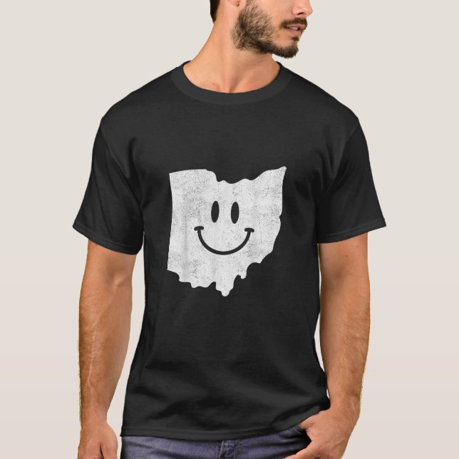 Camiseta Sonriendo en OH - Cara divertida Ohio feliz (Anverso)