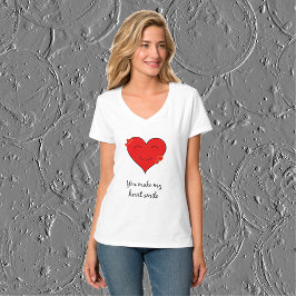 Camiseta Sonriente corazón rojo cita romántica