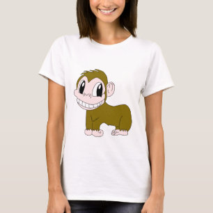 Camiseta sonriente de la mujer del chimpancé