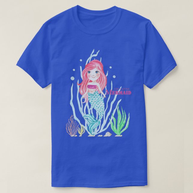Camiseta Sonriente de sirena de pelo rosa (Diseño del anverso)
