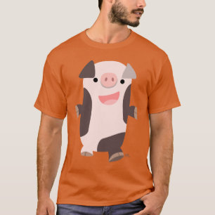 Camiseta sonriente del cerdo del dibujo animado