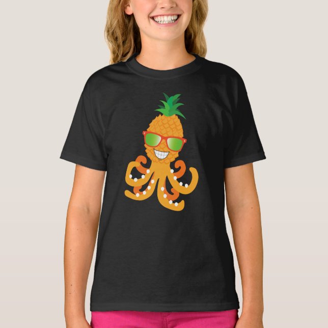 CAMISETA SONRIENTE DIVERTIDO PINEAPPLE TROPICAL EXÓTICO OCT (Anverso)