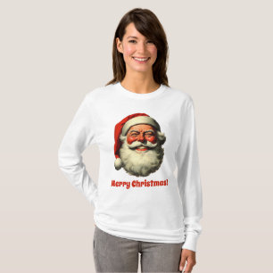 Camiseta Sonriente estilo de época Santa Retro