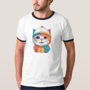 Camiseta Sonriente gato con Gorra Clipart-78198