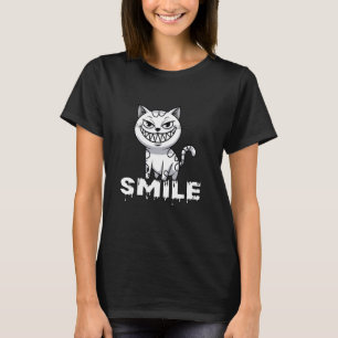 Camiseta Sonriente Gato Travieso Expresión de Sonrisa