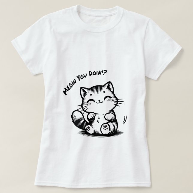 Camiseta Sonriente gitano delgado: dulce gato tee (Diseño del anverso)