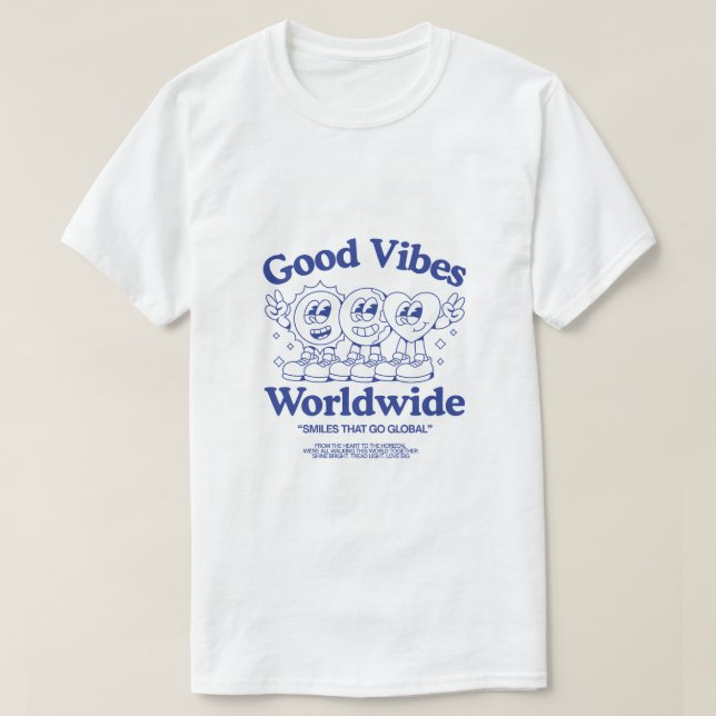 Camiseta Sonriente Good Vibes Worldwide (Diseño del anverso)