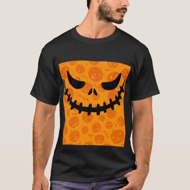 Camiseta Sonriente Jack O'Lantern Face Halloween Tee (Anverso)