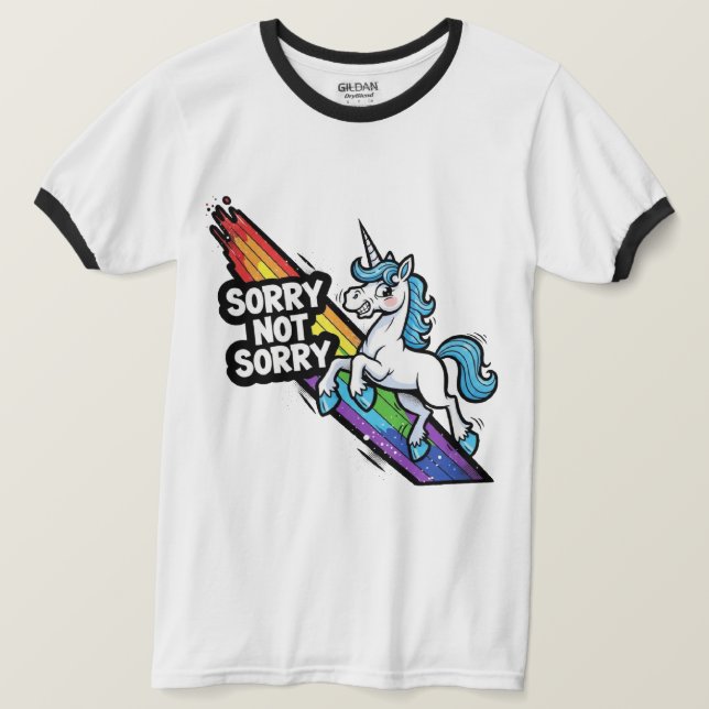 Camiseta Sonriente Unicornio Sin Disculpas (Anverso del diseño)
