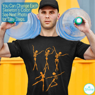 Camiseta Sonriente y gracioso esqueleto de 5 bailes Feliz H