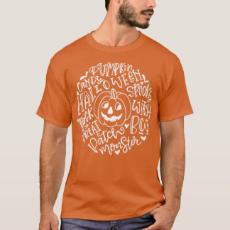 Camiseta Sonrientes Calabaza Halloween Typografía Palabras