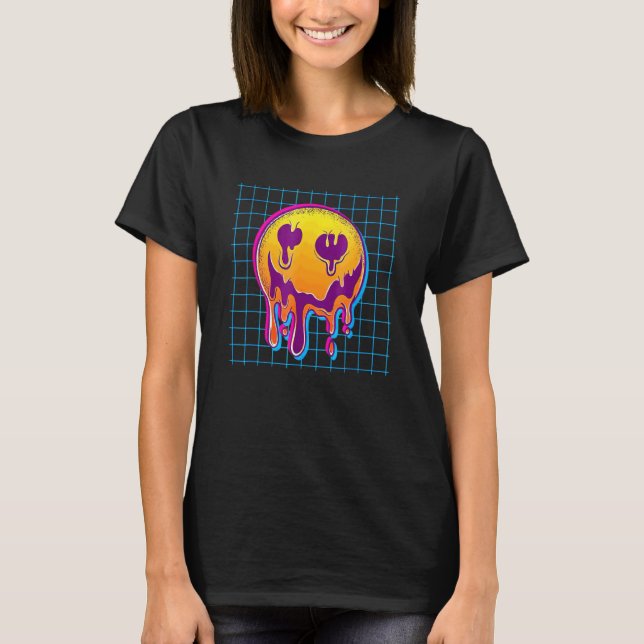 Camiseta Sonrisa ácida de fusión Cara de Vaporwave psicodél (Anverso)
