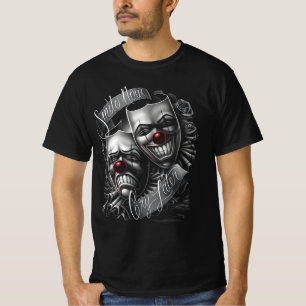 Camiseta Sonrisa ahora llora más tarde drama Máscara Lowrid