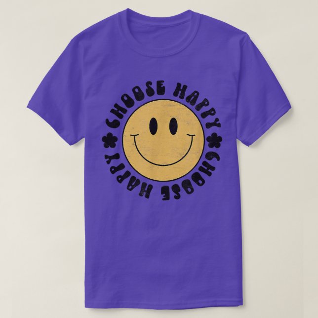 Camiseta Sonrisa amarilla Cara sonriente Elija felicidad Fe (Diseño del anverso)