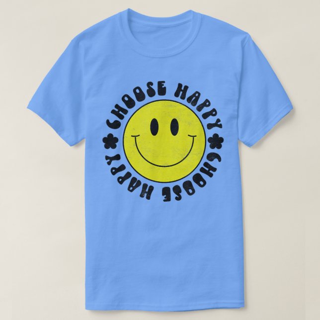 Camiseta Sonrisa amarilla Cara sonriente Elija felicidad Fe (Diseño del anverso)