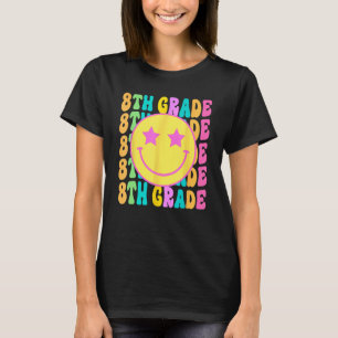 Camiseta Sonrisa Cara 8 Grado Groovy Octavo Grado 1º Día O